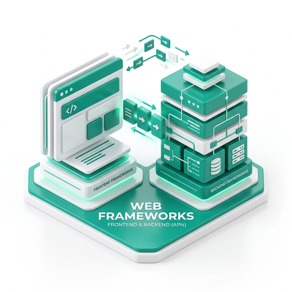 Ilustración Frameworks Frontend y Backend